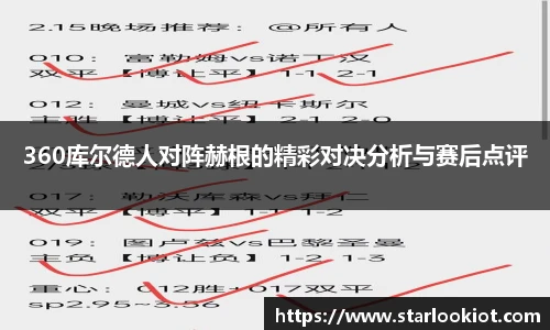 360库尔德人对阵赫根的精彩对决分析与赛后点评